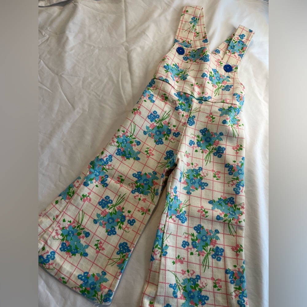 Vintage Floral Print Kids Jumpsuit